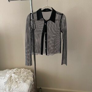 Akira rhinestone collared top